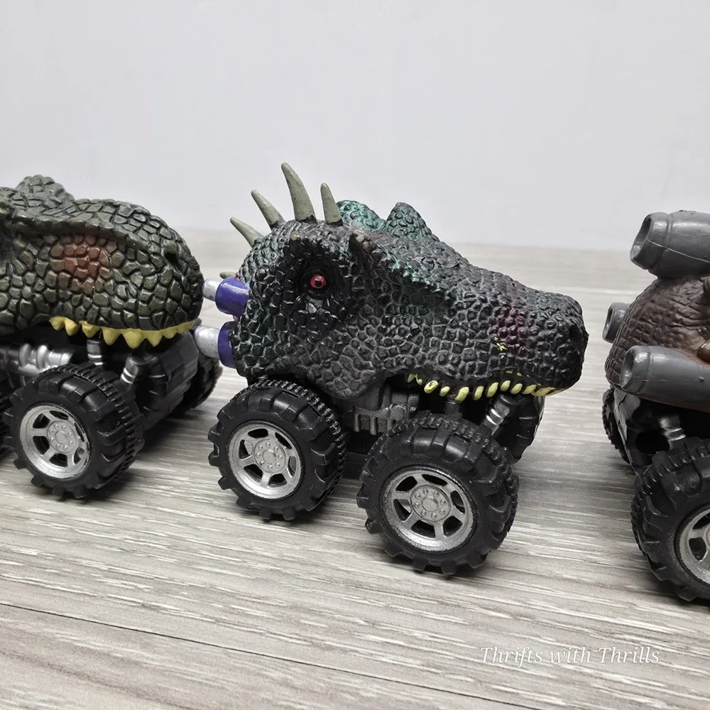Dinosaur‎ Monster Trucks Pull Back Trucks -  Lot Of 4 - Tested